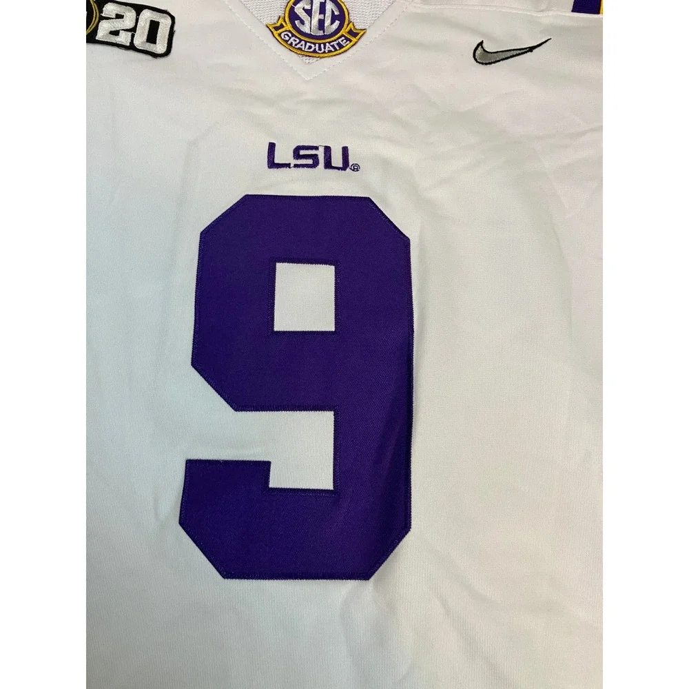 Nike LSU Tigers Joe Burrow 9 2020 National Championship Jersey White Youth L